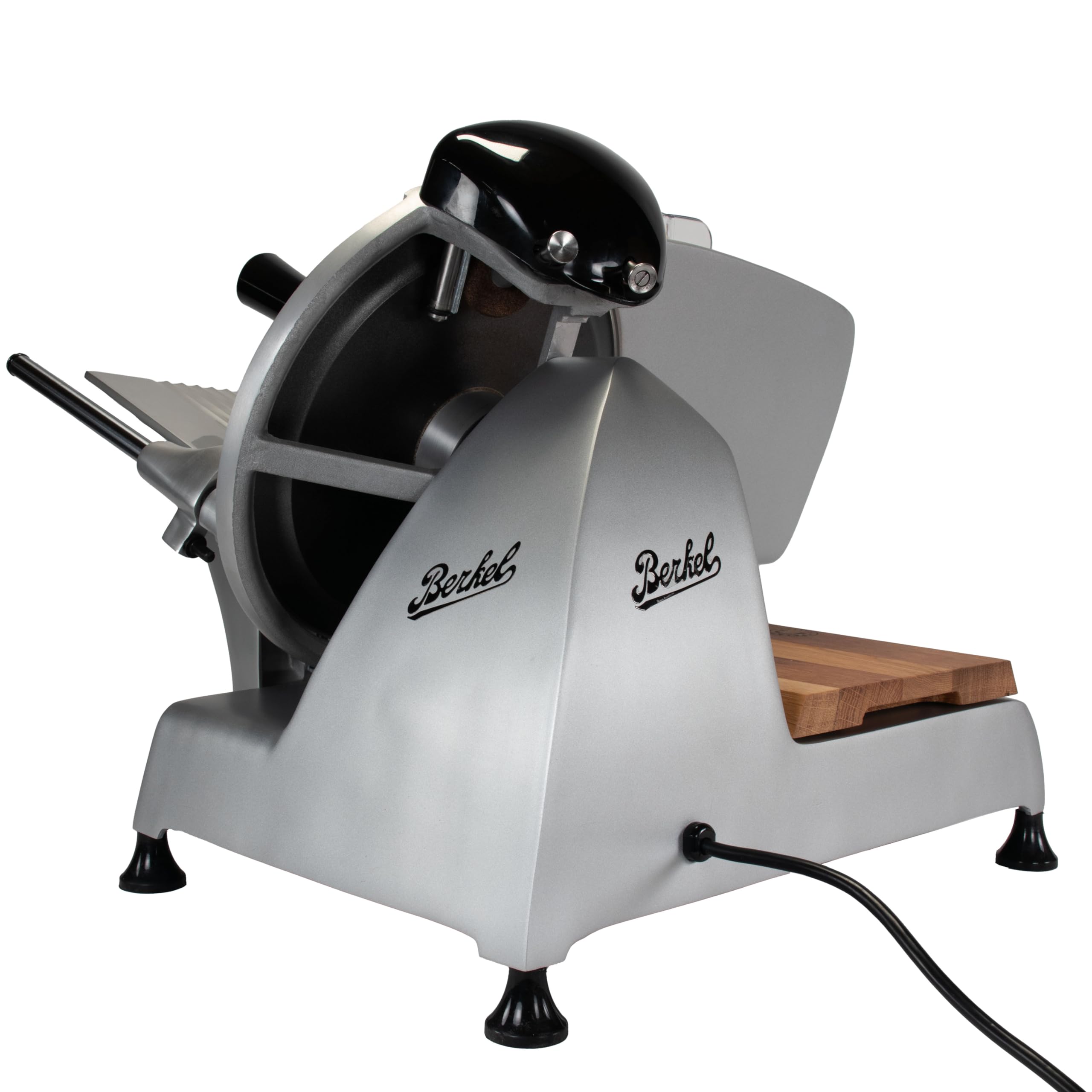 Berkel Red Line 250 grau Aufschnittmaschine mit zusätzlich passendem Einlegebrett aus alten Wein Fasshölzern
