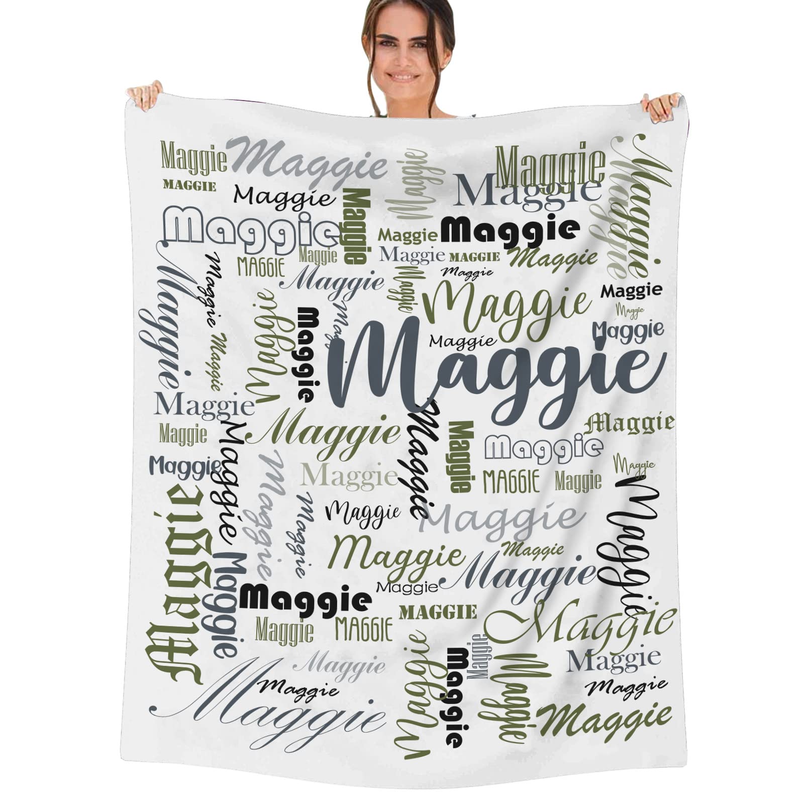 papasgix Personalised Baby Blanket with Name, Customised Baby Name Blanket, Soft Flannel Throw Sofa Blanket Personalised Gifts for Boys Girls — image 1