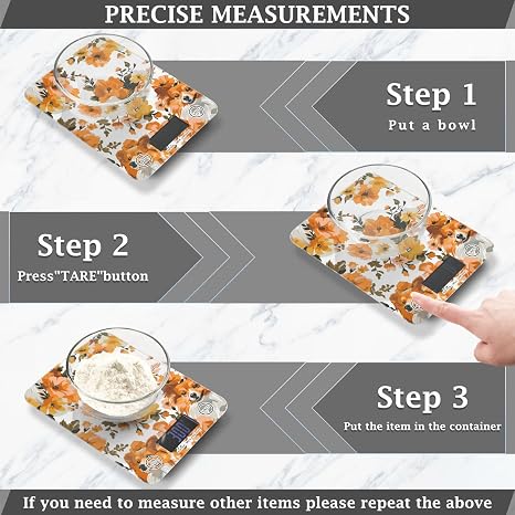 Artist Dog Fall Orange Flower LCD Display Diet Scales Digital Weight for Food 11lb/0.18oz, 5kg/5g Scale in Grams and oz with 4 Unit for Espresso Keto Baking peso