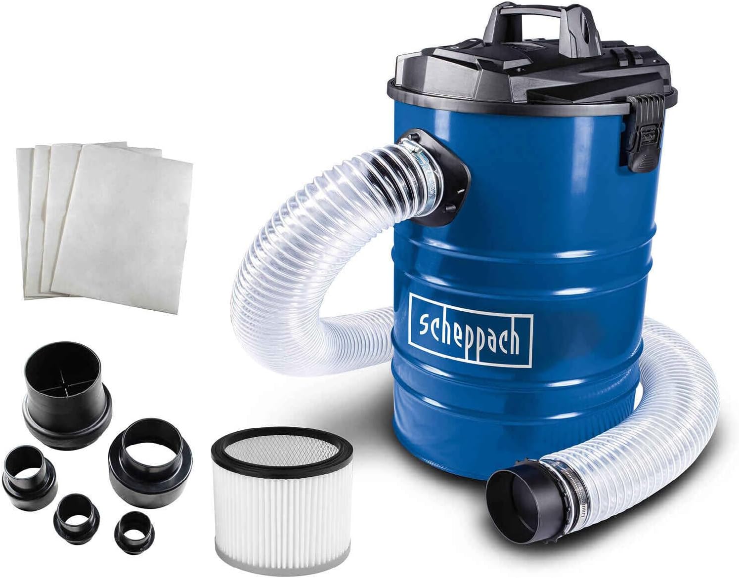 Scheppach DC100 Dust Extractor | 1200W | 215 m³/h Suction | 65L Drum | 2m Hose | Inc. Filters & Adapters