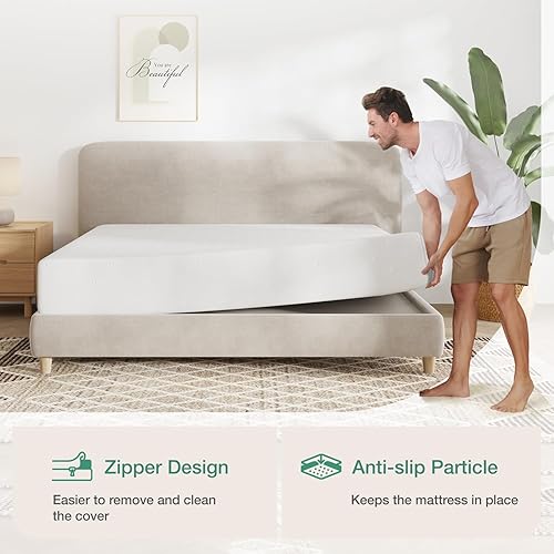 Vista 4 de Novilla Colchón de tamaño matrimonial, colchón de espuma viscoelástica de 10 pulgadas tamaño matrimonial para apoyo y alivio de presión, funda