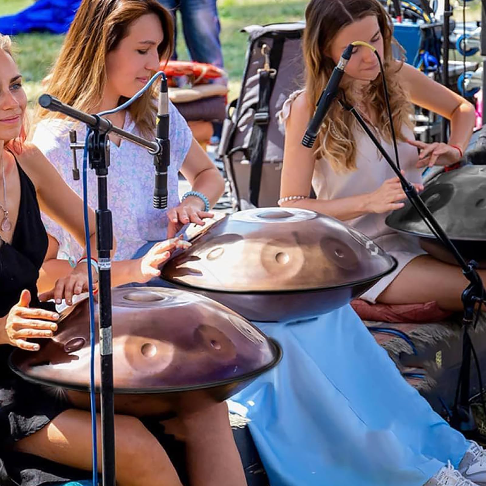 Bębny stalowe 22-calowe D Minor 9 Note 440 Hz, bęben ręczny, stalowy instrument, z miękką torbą na patelnię, 2 kije ręczne, stojak na patelnię i ściereczkę do kurzu
