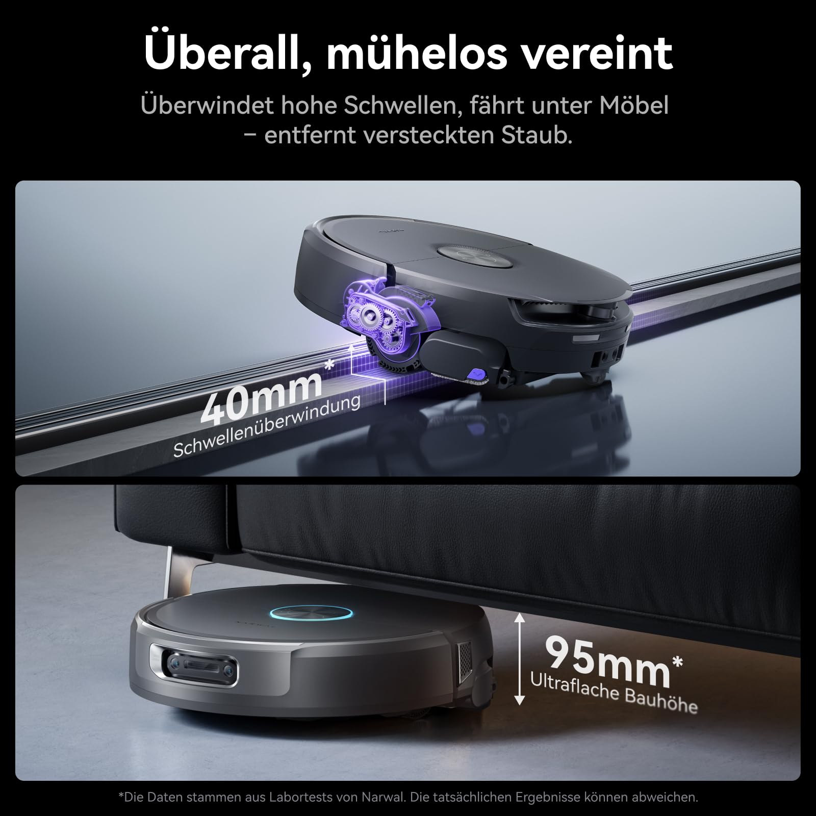 NARWAL Flow 2 Saug- und Wischroboter mit All-in-One-Station, FlowWash-Wischsystem mit 60 °C Heißwasser, 31.000 Pa Saugkraft, CarpetFocus™-Technologie, 100 °C Moppwäsche und 60 °C Heißlufttrocknung