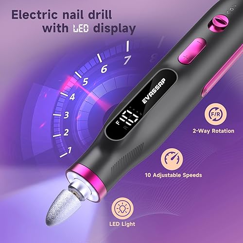 Miniatura 4 de Taladro de uñas profesional, kit de lima de uñas eléctrica para uñas de gel acrílicas, herramientas eléctricas de manicura y pedicura, regalo de