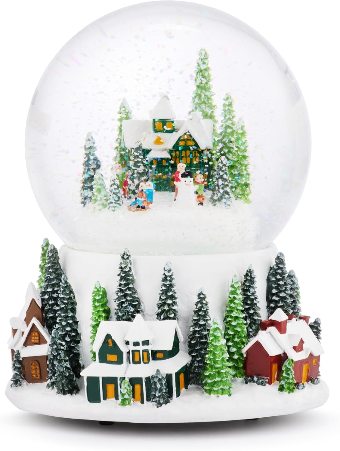 DEMDACO Decorative Christmas Holiday Musical Glitter Snow Globe Plays Classic Tune Let It Snow 5 x 7 Inch Resin and Glass Forest Village