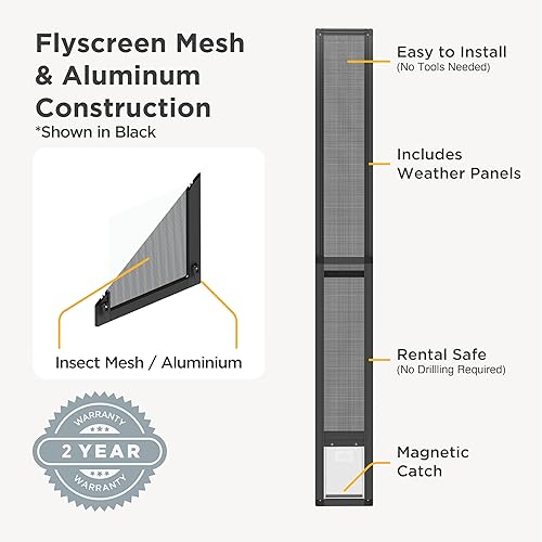 Miniatura 5 de Hakuna Pets V2 Panel de inserción para puerta de mascotas de patio para puertas correderas, se adapta a riel de puerta de 55.12 pulgadas de altura