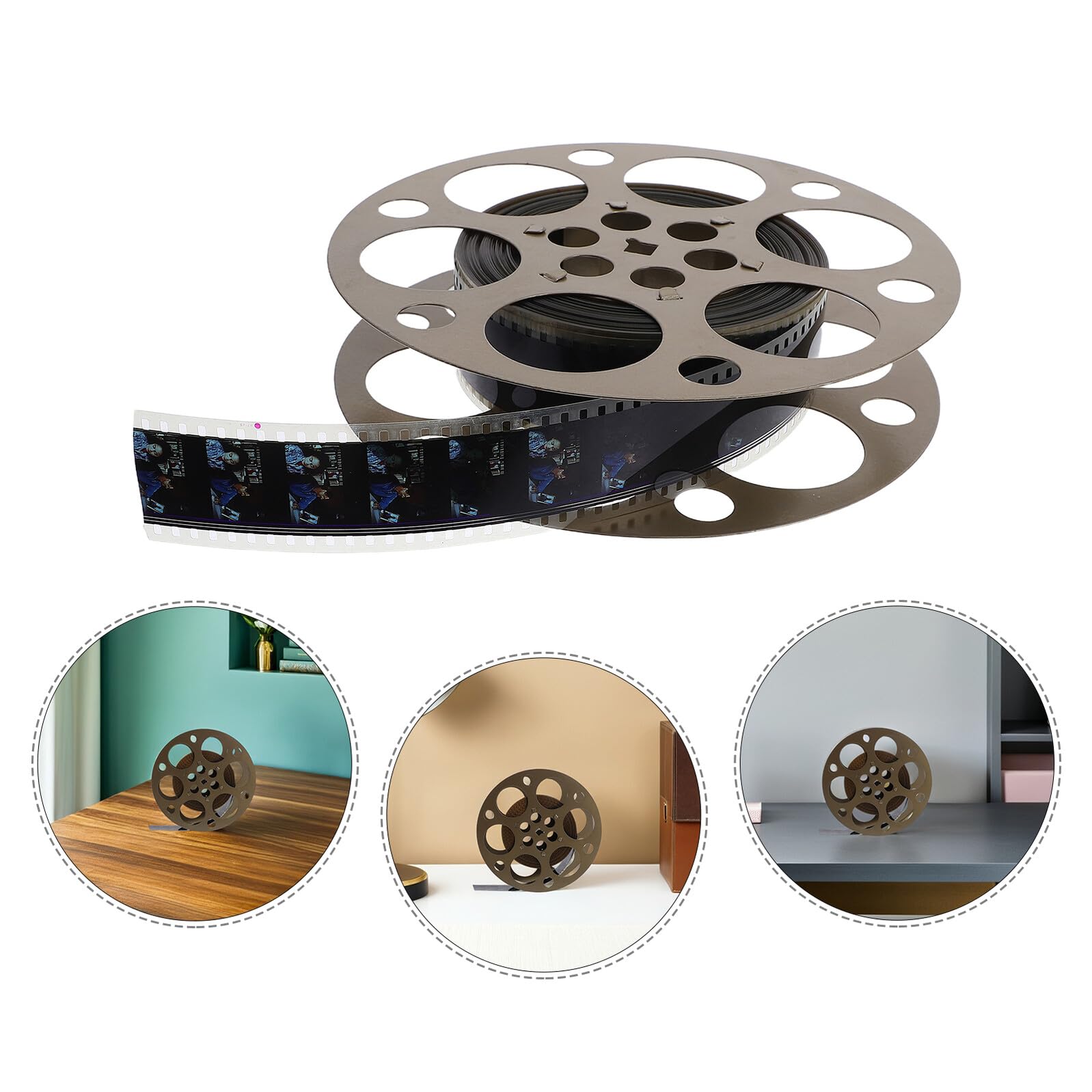 Centrotavola a Forma di Bobina di Film in Ferro 18 CM Oggetto Decorativo retrò per Serate Cinema e Feste a Tema Cinematografico