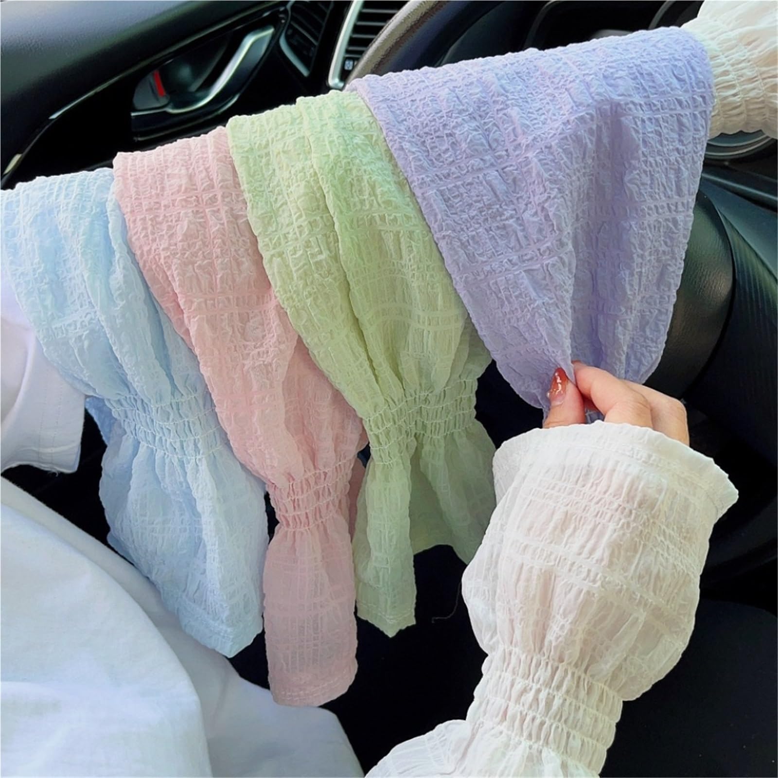 Manchons de Protection solaire en dentelle et maille, 2 paires, couleur unie, manches bras respirantes, coupe ample, gants sans doigts, cyclisme