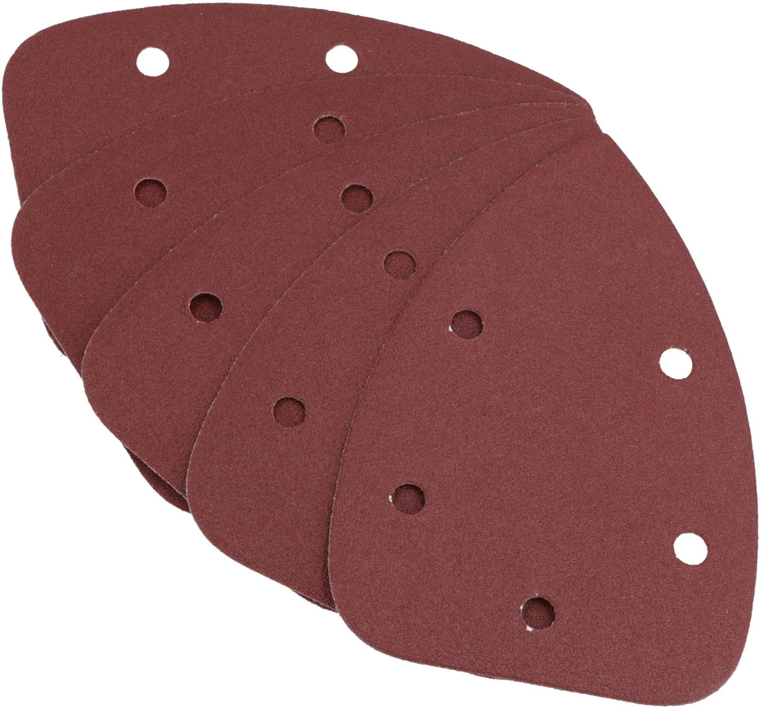 Hook And Loop Detail Sanding Pads Discs 140mm Triangular 120 Grit Fine 5pc