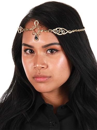 elope Gold Circlet Crown Headpiece with Black Jewels