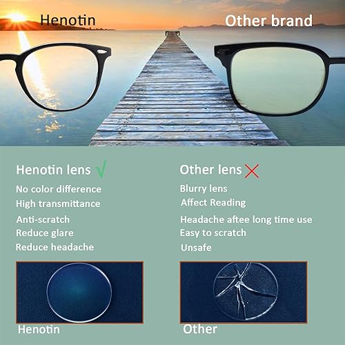 Miniatura 4 de Henotin Paquete de 6 lentes de lectura para mujeres y hombres, bloqueo de luz azul, elegantes lectores de computadora con funda de cuero