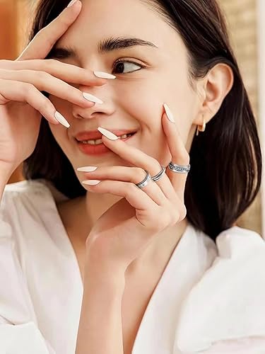 Miniatura 10 de MOROYA 5 anillos giratorios chapados en oro de 18 quilates para la ansiedad, cadena de mariposa de acero inoxidable, anillos giratorios con