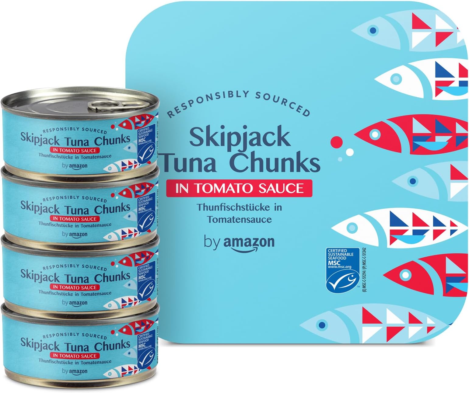 by Amazon MSC Skipjack Tuna Chunks in Tomato Sauce, 4x145g