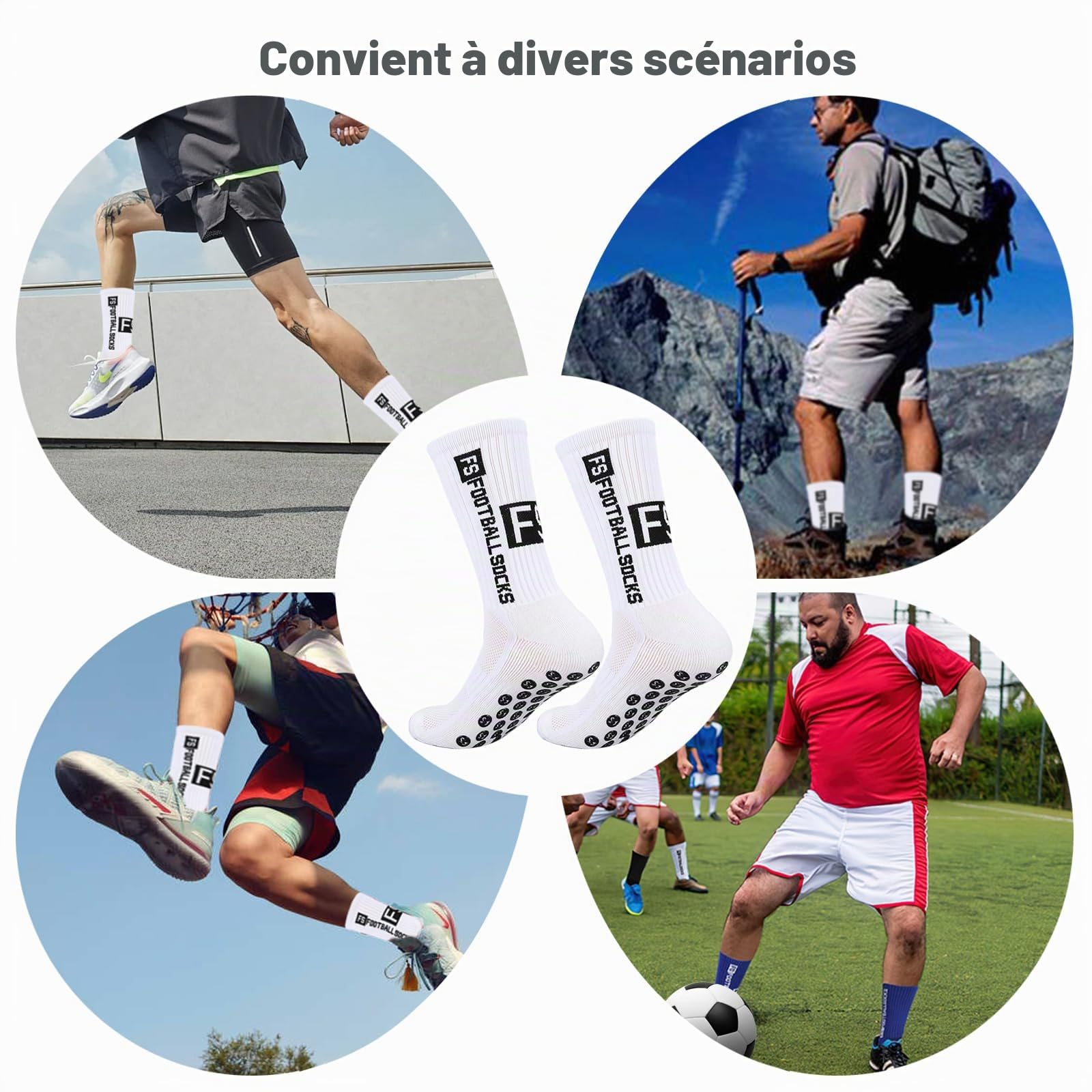 Chaussettes de sport de football antidérapantes, Chaussettes de Football Respirant, chaussette foot