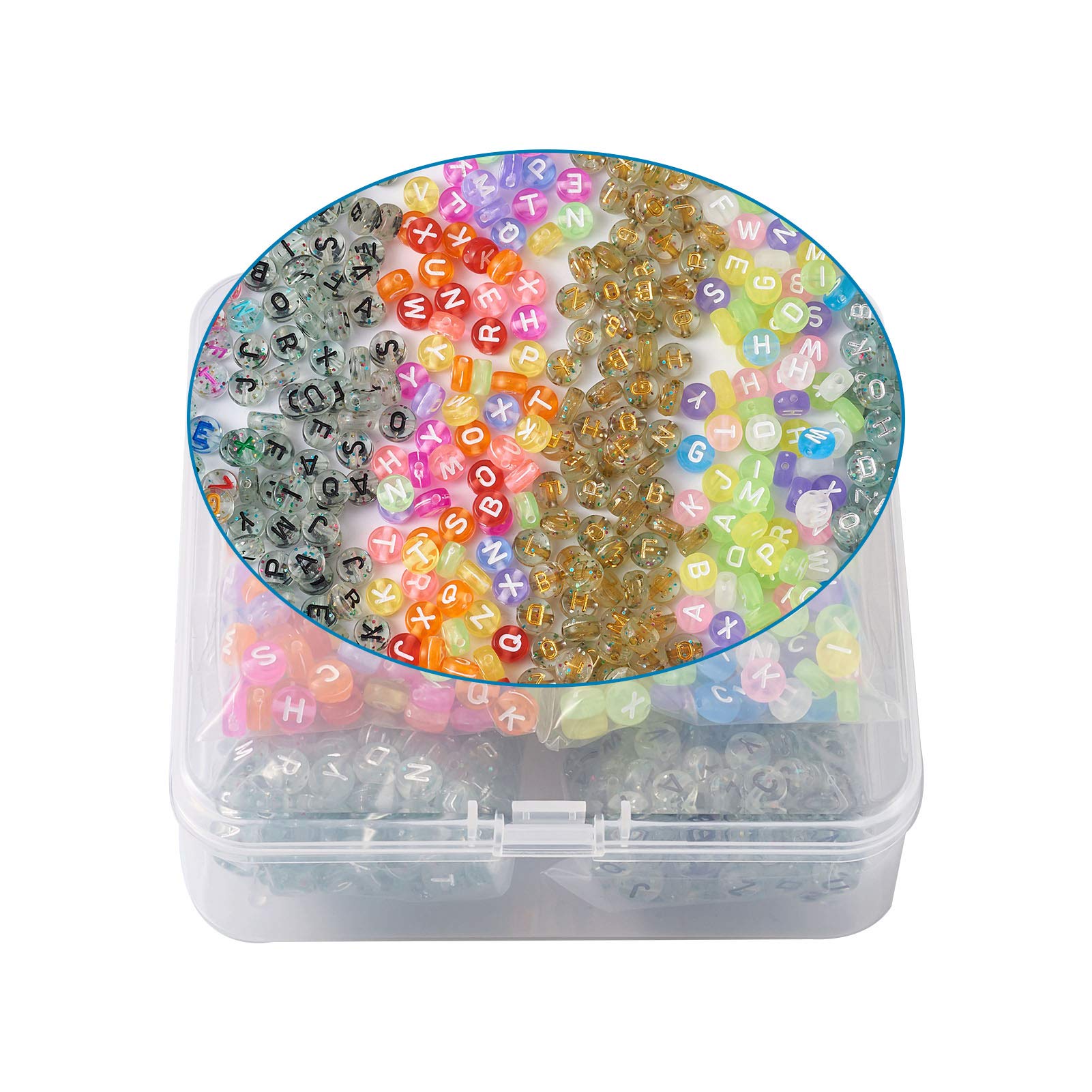 200+ Perles Acrylique Dorées - Lettres Et Chiffres 4x7 Mm - Forme Ronde - Mixte
