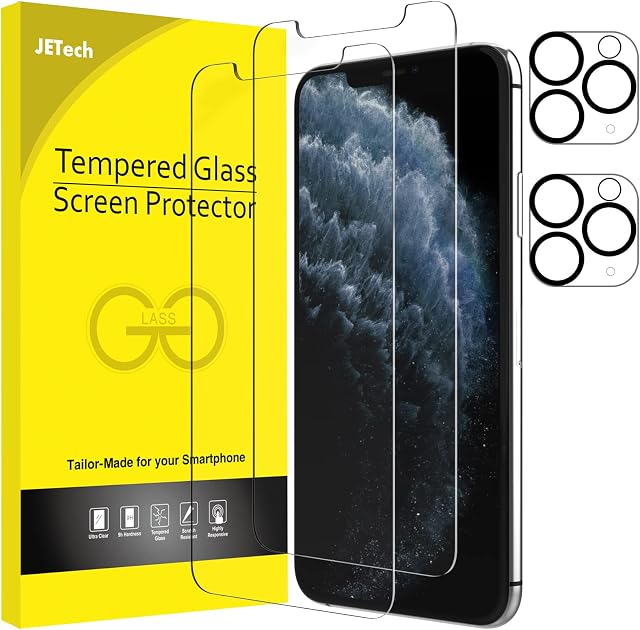 JETech Screen Protector for iPhone 11 Pro Max 6.5-Inch with Camera Lens Protector, Tempered Glass Film, 2-Pack Each Clear