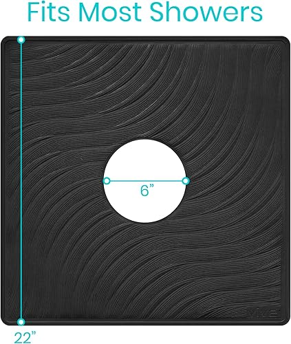 Miniatura 6 de Vive Tapete de ducha de 22 x 22 pulgadas, cuadrado, antideslizante, grande, para bañera, diseño patentado, almohadilla antideslizante de tracción