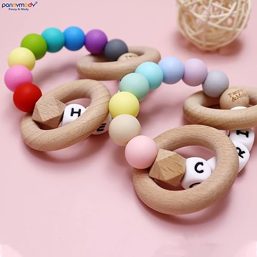 Miniatura 3 de Panny & Mody Sonajero de bebé personalizado y anillos de felpa con nombre para niños y niñas Baby Shower - Rosa