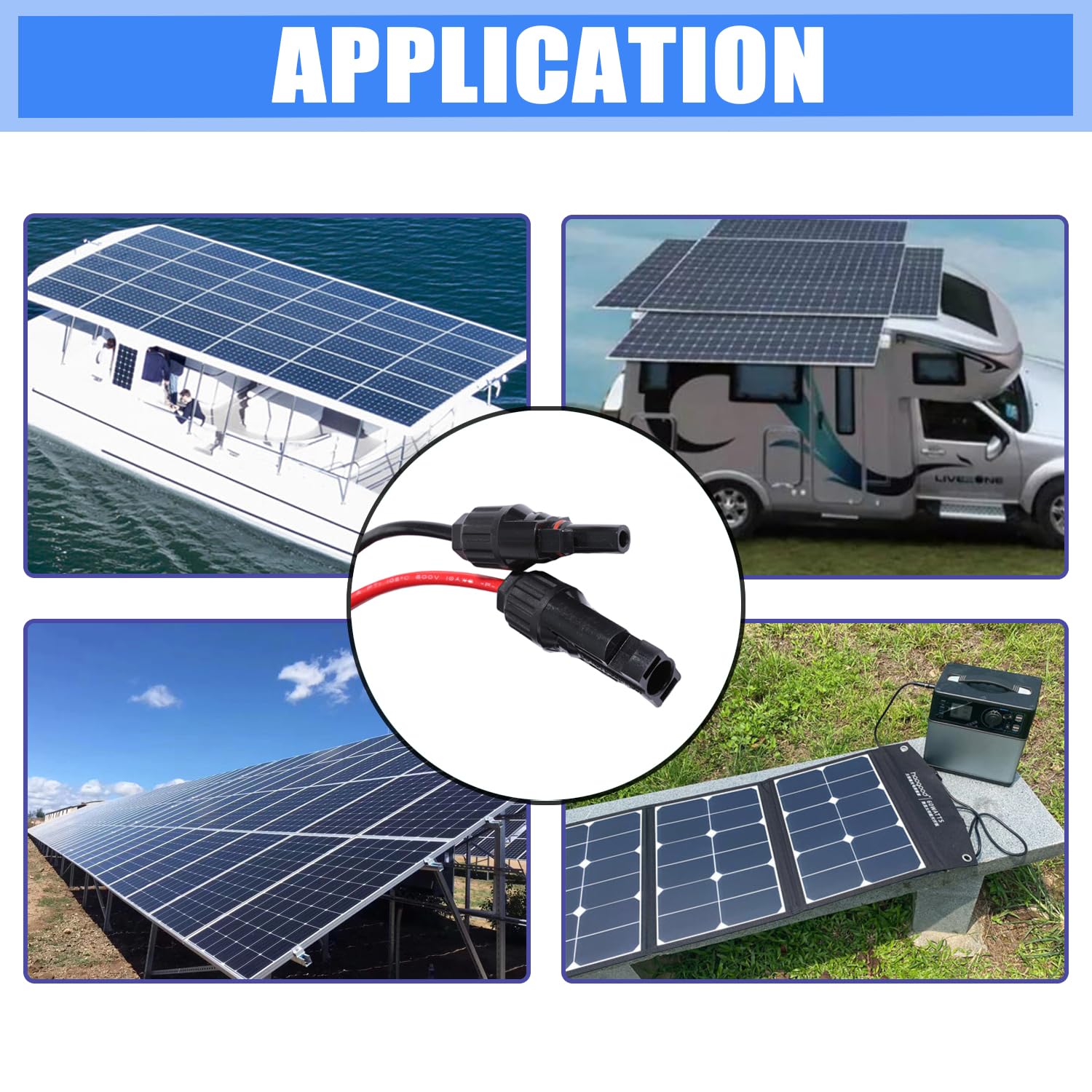 Cavo di prolunga per pannello solare, cavo PV, 10 AWG (6 mm²), 9 m, IP67, impermeabile, connettori maschio/femmina, per camper e sistemi domestici, in rame stagnato, per barche all'aperto