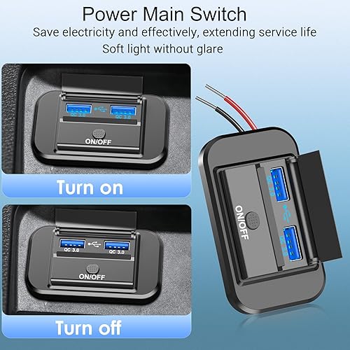 Miniatura 3 de Paquete de 2 salidas USB de 12 V de carga rápida dual 3.0 Puertos USB para automóvil toma de corriente de 12 voltios para montaje en pared para