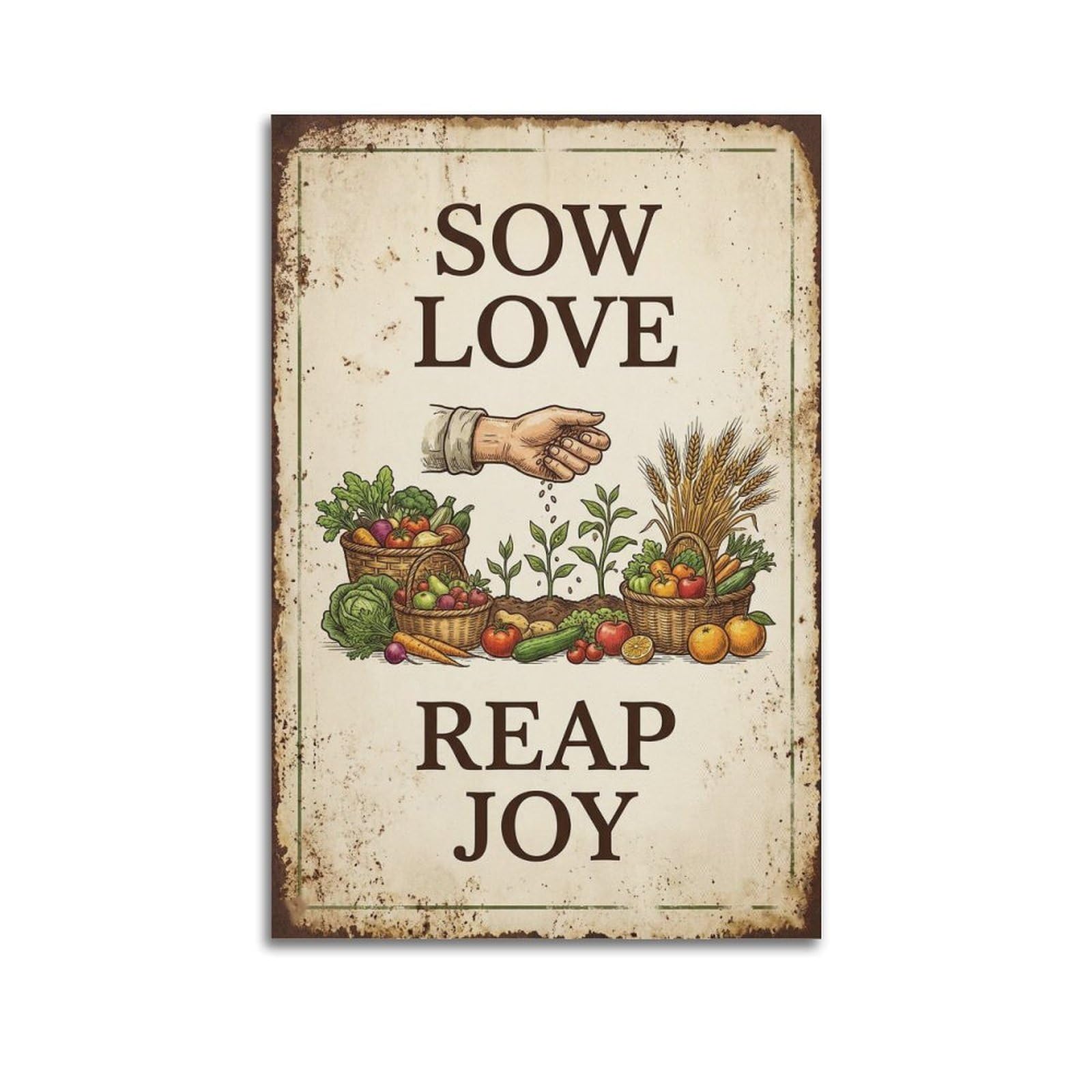 OKAHYS Harvest Farm Poster Pumpkin Blessings Illustration Modern Decorative Canvas Prints - Ideal Wall Art for Family, Man Cave, Game Room, Boys & Girls Bedroom 24x36inch