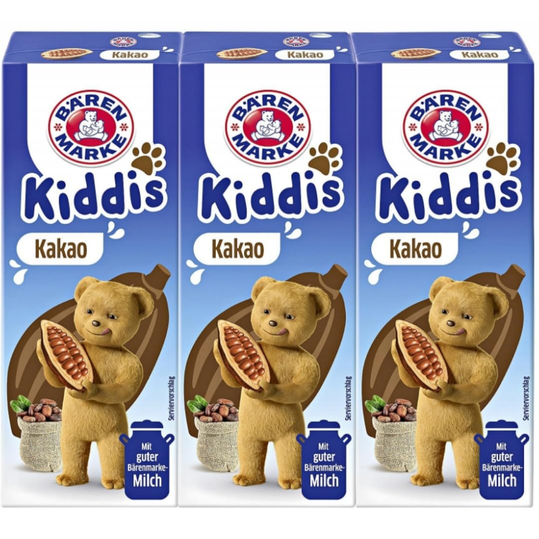Bärenmarke Kiddis Kakao milch Kakaomilchgetränk 200 Mililiter x 48 Dose Mit Pufai Grocery