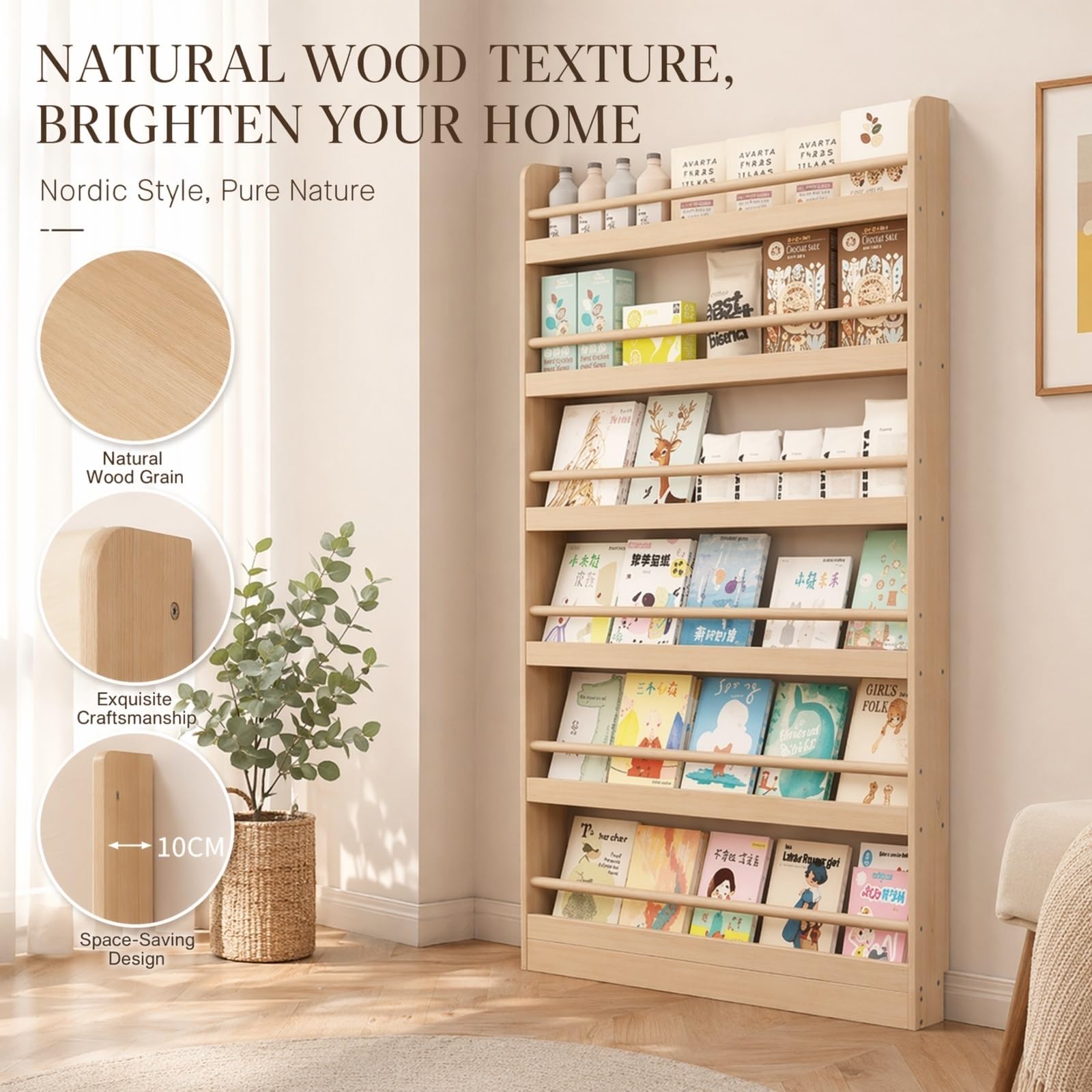 Gekippter Buch-Organizer | Gekippter Haushaltsbuch-Aufbewahrungs-Display-Organizer for verpackte Literaturwaren(70cm)