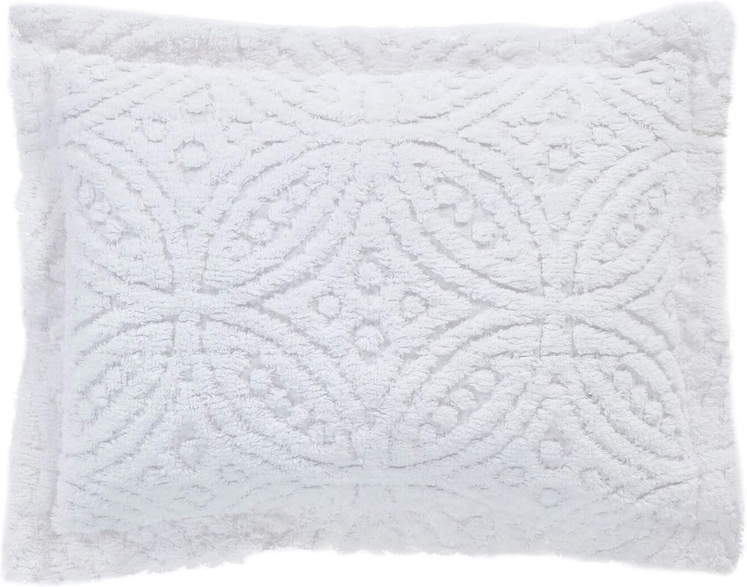 Better Trends Double Wedding Ring Comforter Collection 100% Cotton Tufted Unique Luxurious Soft Plush Chenille Machine Washable Tumble Dry, Full/Queen, White