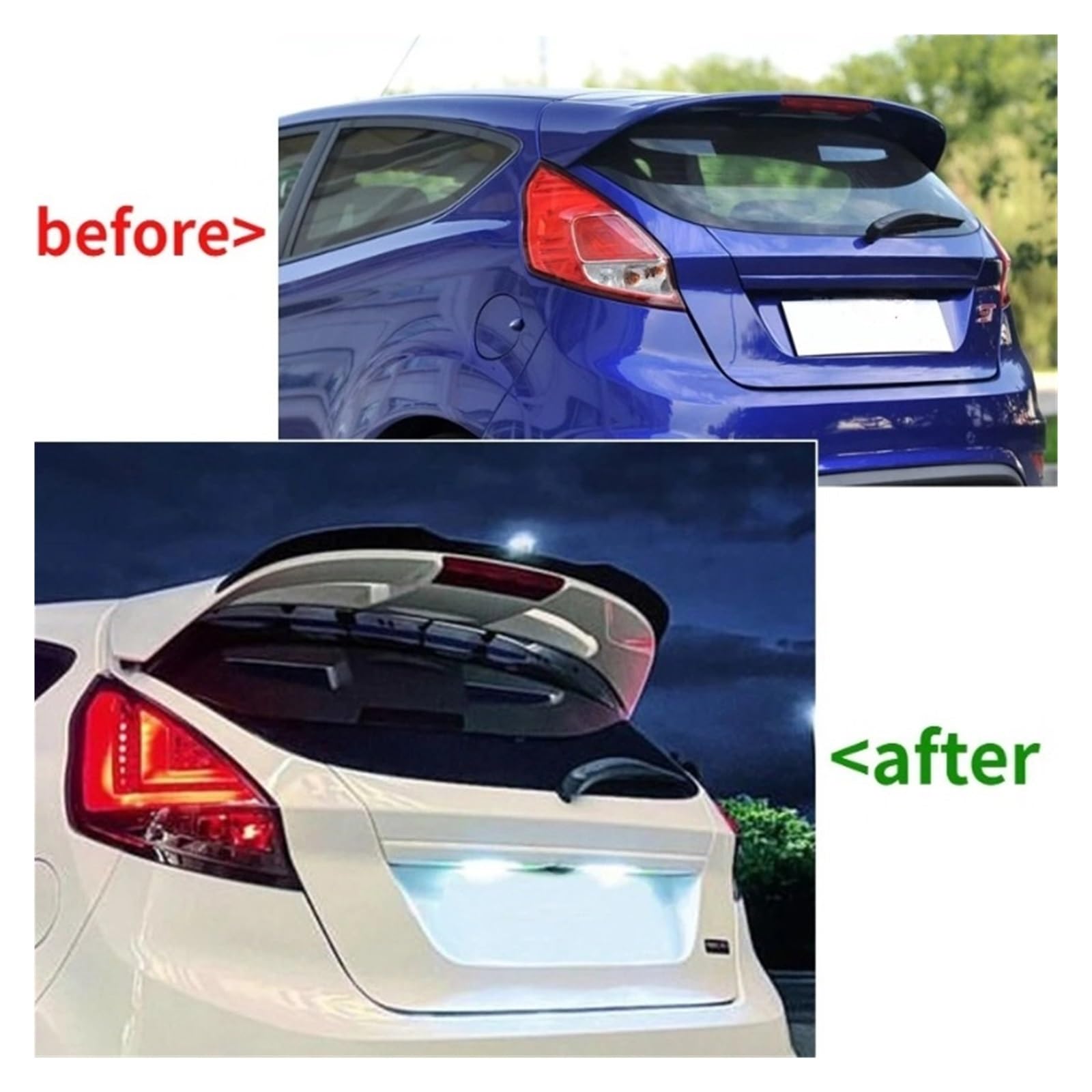 Kompatybilny z Fiesta 2008-2017 ST-Line MK6 MK6.5 Hatchback Tylny dach samochodu Spoiler Okno Skrzydło Splitter Wykończenie Body Kit(Carbon Look)