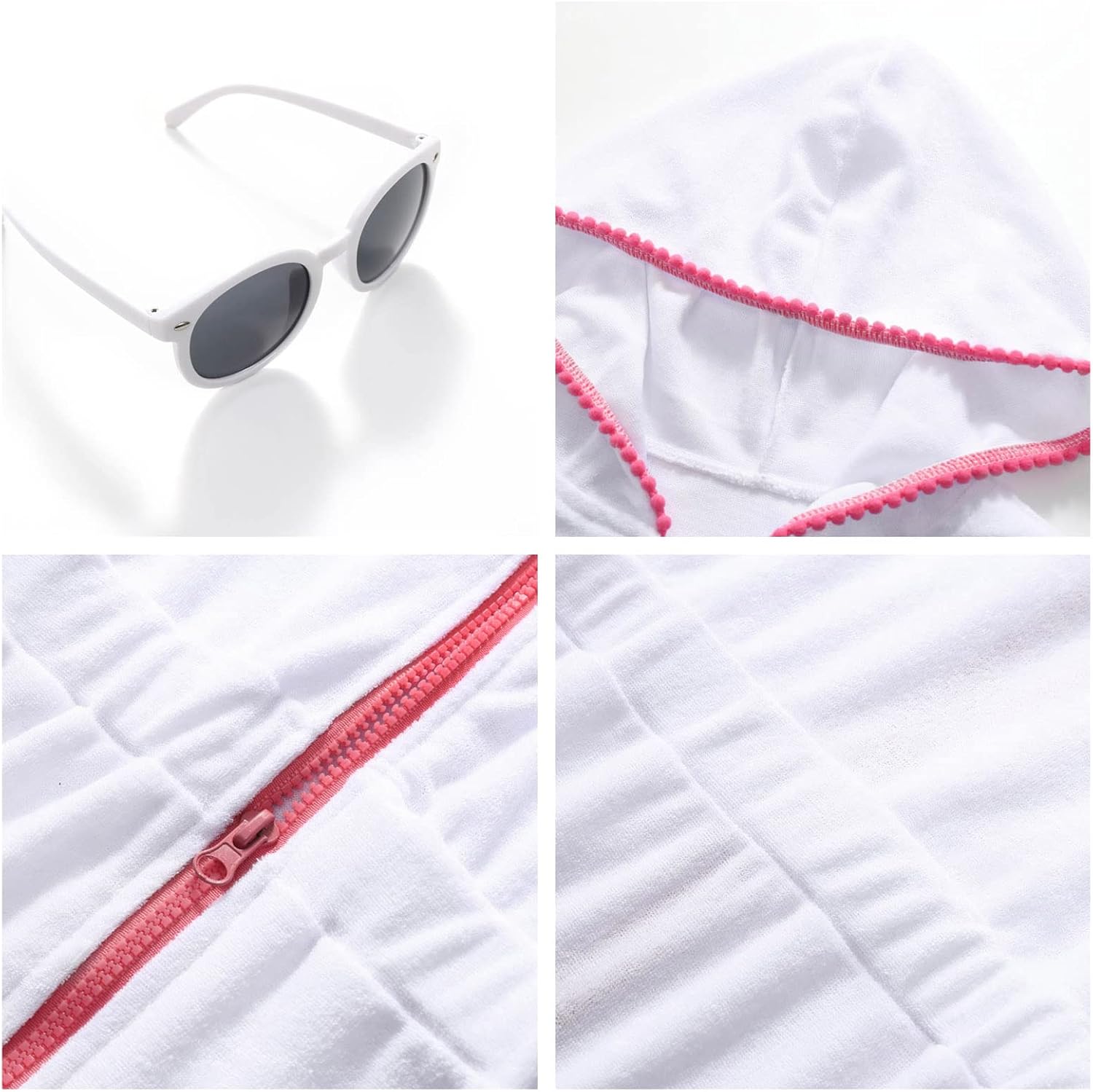 Girls Swim Cover Up Kids Beach Swimsuit Coverup Terry Zip-Up Bathing Suit Beach Pool Clothes with Sunglasses - Image 6