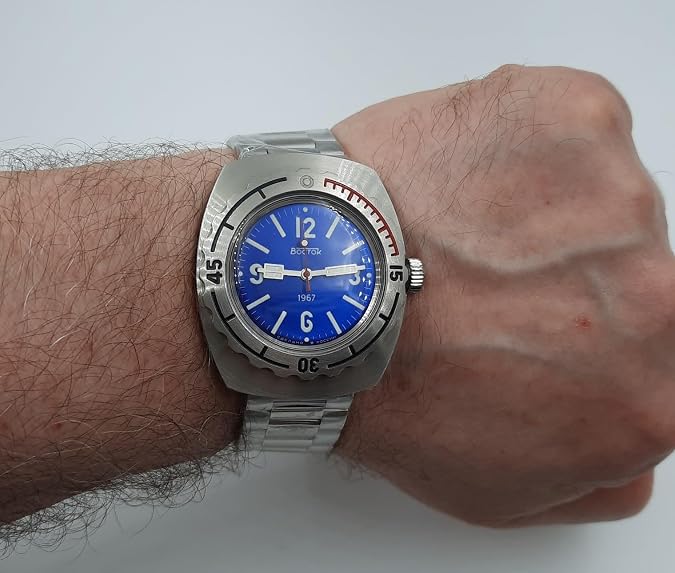 VOSTOK Original Mens Watch Amphibia 90081A Classic 1st Amphibia Design 1967 Mechanical Self-Winding Water Proof 200m