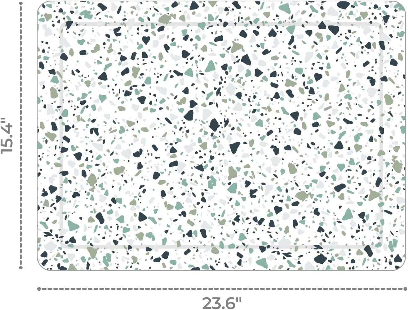 Diatomaceous Earth Stone Bath Mat - Quick Drying Bath Mat - White and Sage Green Bathroom Mat - Shower Stone Mat (Terrazzo Green)