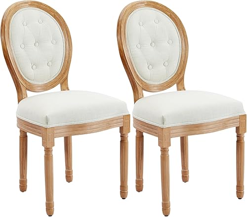 Miniatura 76 de Kiztir Juego de 2 sillas de comedor de ratán, sillas de comedor francesas de mediados de siglo, sillas de comedor de granja con respaldo alto para