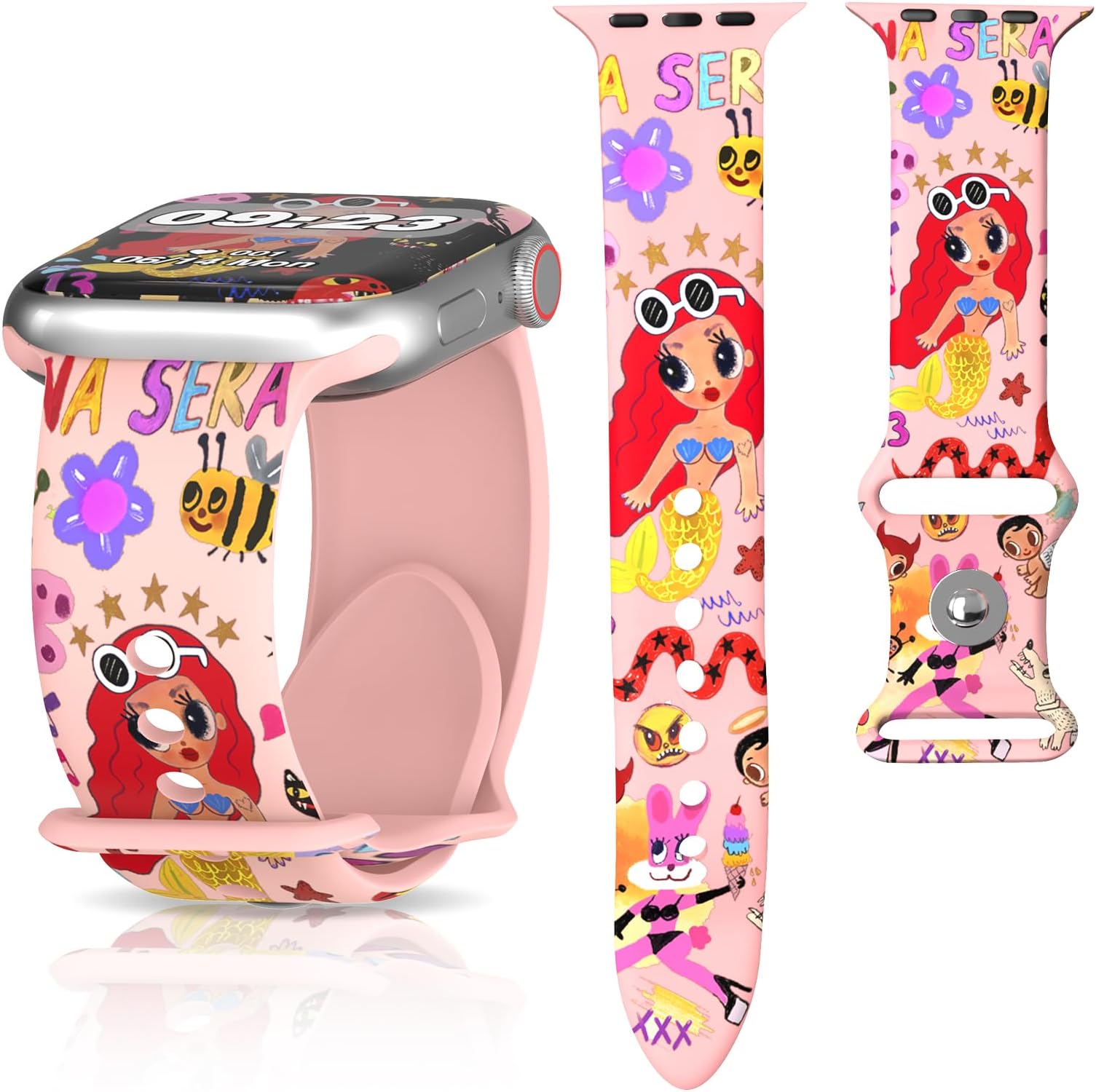 UCPOVTManana Se-ra Bonito Band Compatible with Apple Watch Band 38mm 40mm 41mm 42mm 44mm 45mm Karol/G Band Cartoon Silicone Sport Strap Replacement Wristband for iWatch Series 9 8 7 6 5 4 3 2 1/Ultra/Ultra 2