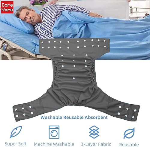 Miniatura 7 de Paquete de 4 pañales de tela para adultos con insertos de pañales, pañales para adultos, pañales para adultos, pañales para hombres y hombres,