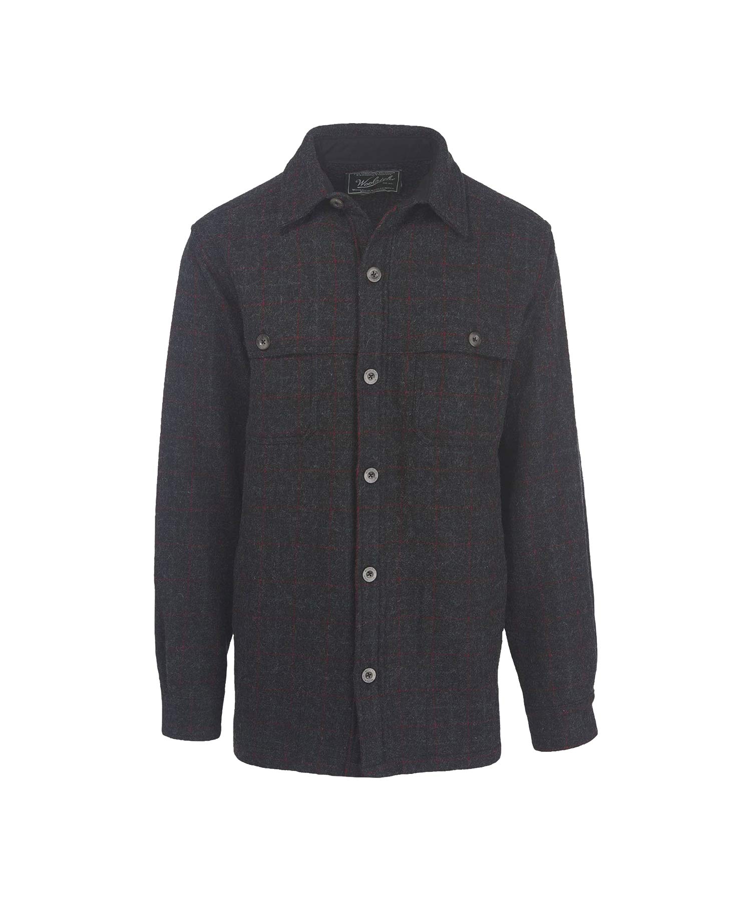 Woolrich Men's Wool Stag Shirt Jac, Malone Plaid (CCL) (Black), Size L