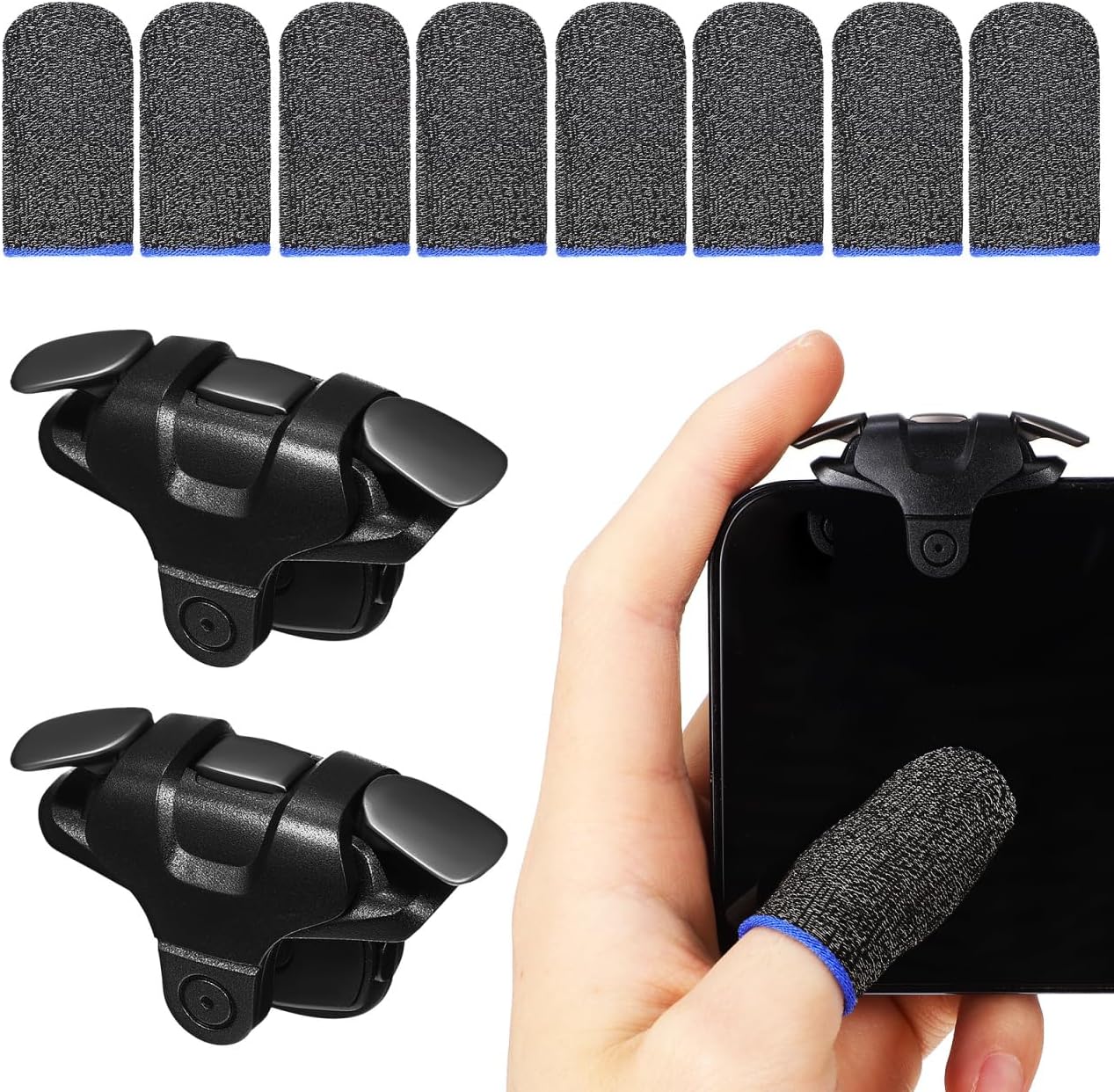 KICHOUSE Gaming Finger Sleeves Finger Gloves Cots Thumb Protector Covers for Gaming Anti Sweat Anti Dryness Breathable and Sensitive Compatible with All Touchscreen Devices Mobile Games