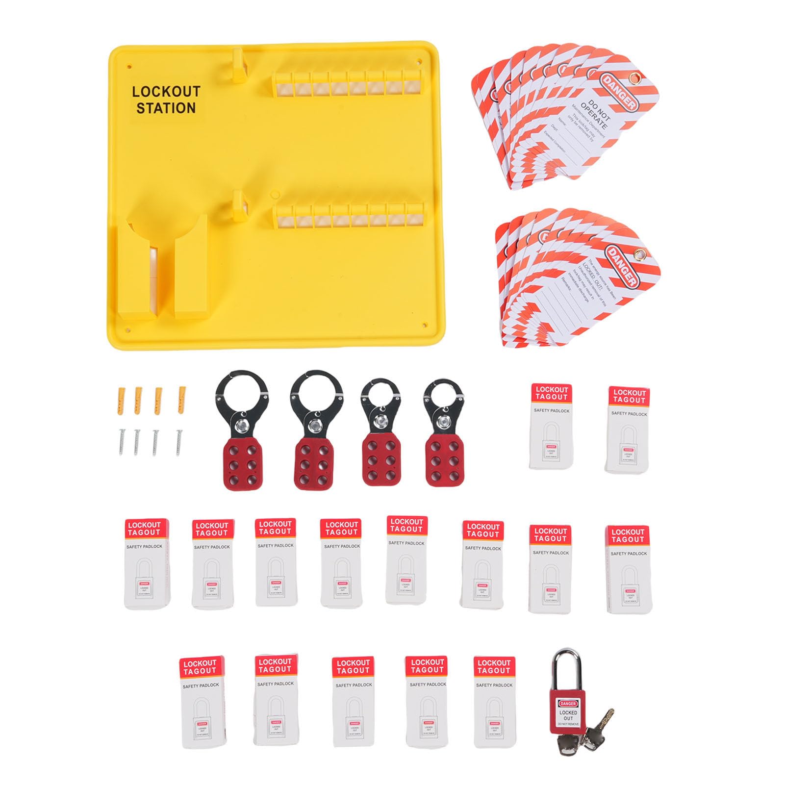 Blocco industriale Tagout Station Board PC Montaggio a parete Lock Out Tag Out Kit con 16 Lucchetti 20 4 Hasp Lock per la sicurezza