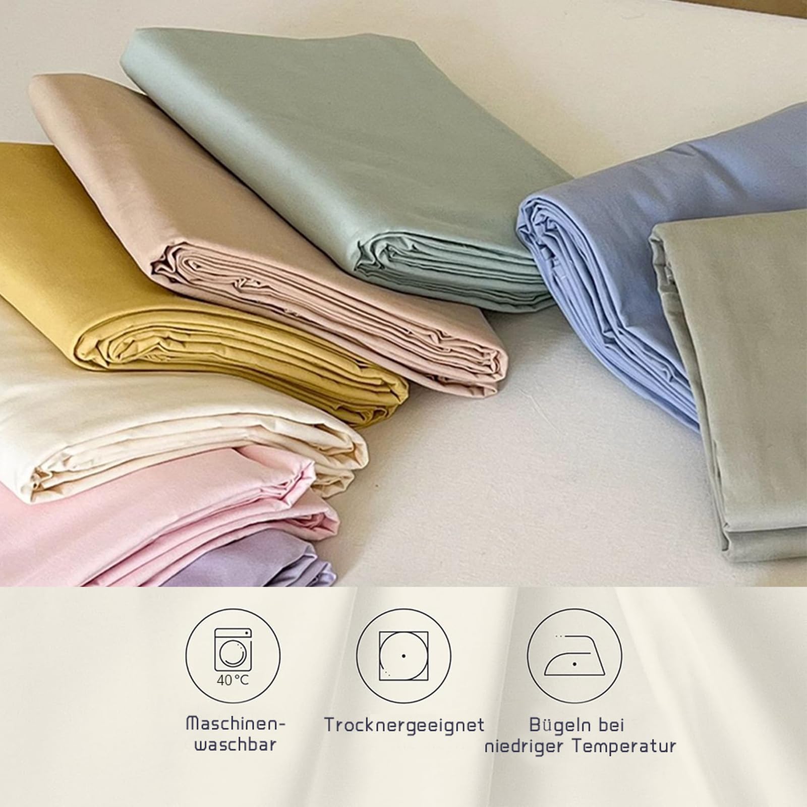 Bettlaken ohne Gummizug 200 x 230cm 100 % Baumwolle leintuch Gelb | Leintuch aus 100 % Baumwolle Betttuch für Doppelbett für ganzjährigen Komfort Atmungsaktiv trocknerfest