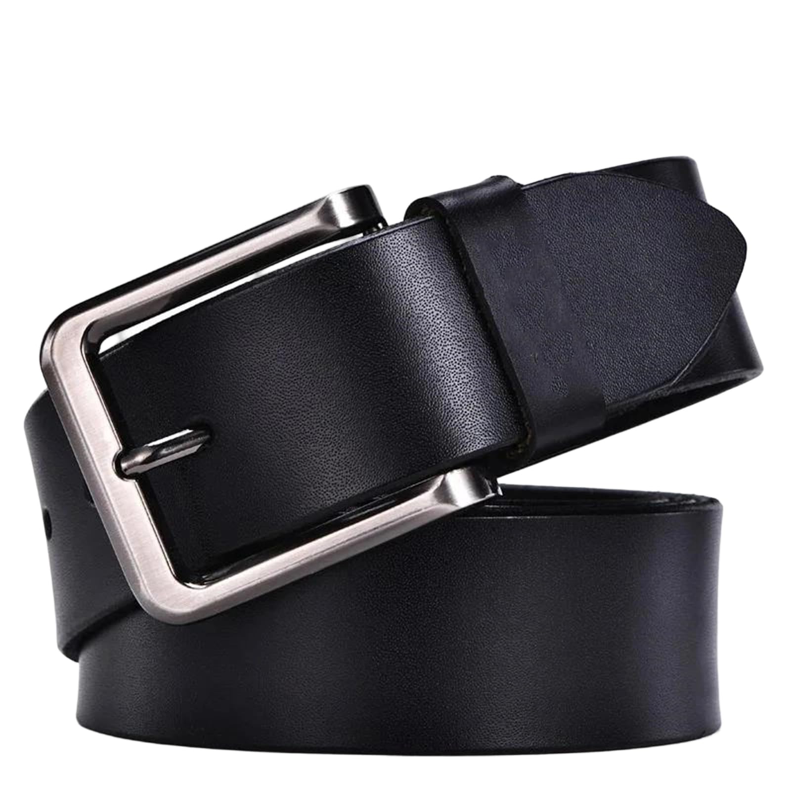 Yeuyyben Cinturón de piel auténtica para hombre con hebilla de metal, estilo casual, para negocios