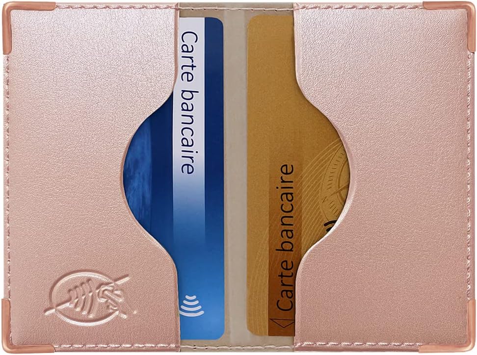 Etui Carte Porte-Cartes Blindé Anti-Piratage - Étui 2 Cartes En Simili Cuir - Protection RFID - Fabrication Française - Bleu Marine étui Anti-piratage
