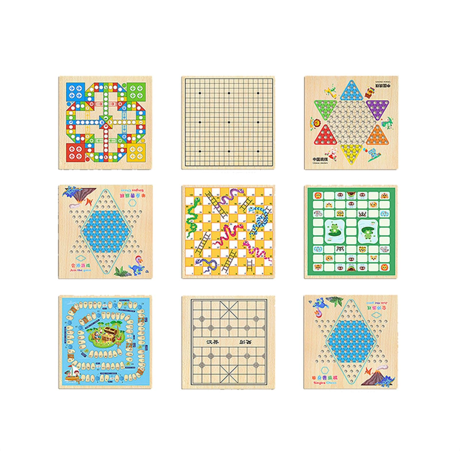 echiquier Jeu d'échecs interactif Multifonction en Bois, développe la logique et l'imagination. Jouet Amusant for Les Voyages en Famille. echecs Jeu(10-in-1)