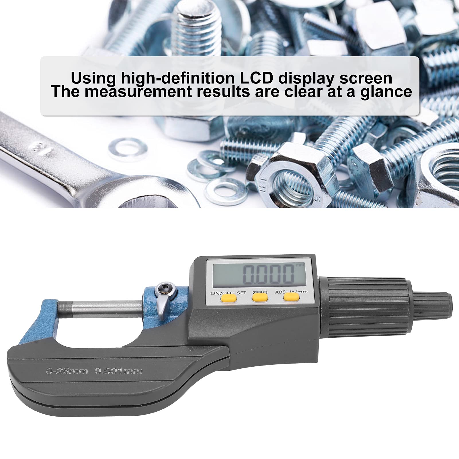 Micrometro digitale professionale Display LCD con regolazione fine dello spessore della parete a cricchetto Strumento di misurazione manuale esterno Attrezzatura industriale per