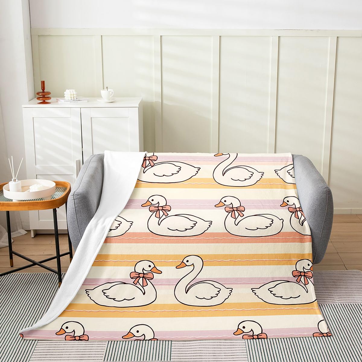 Loussiesd Vintage Swan koc polarowy typu queen, 228 x 228 cm