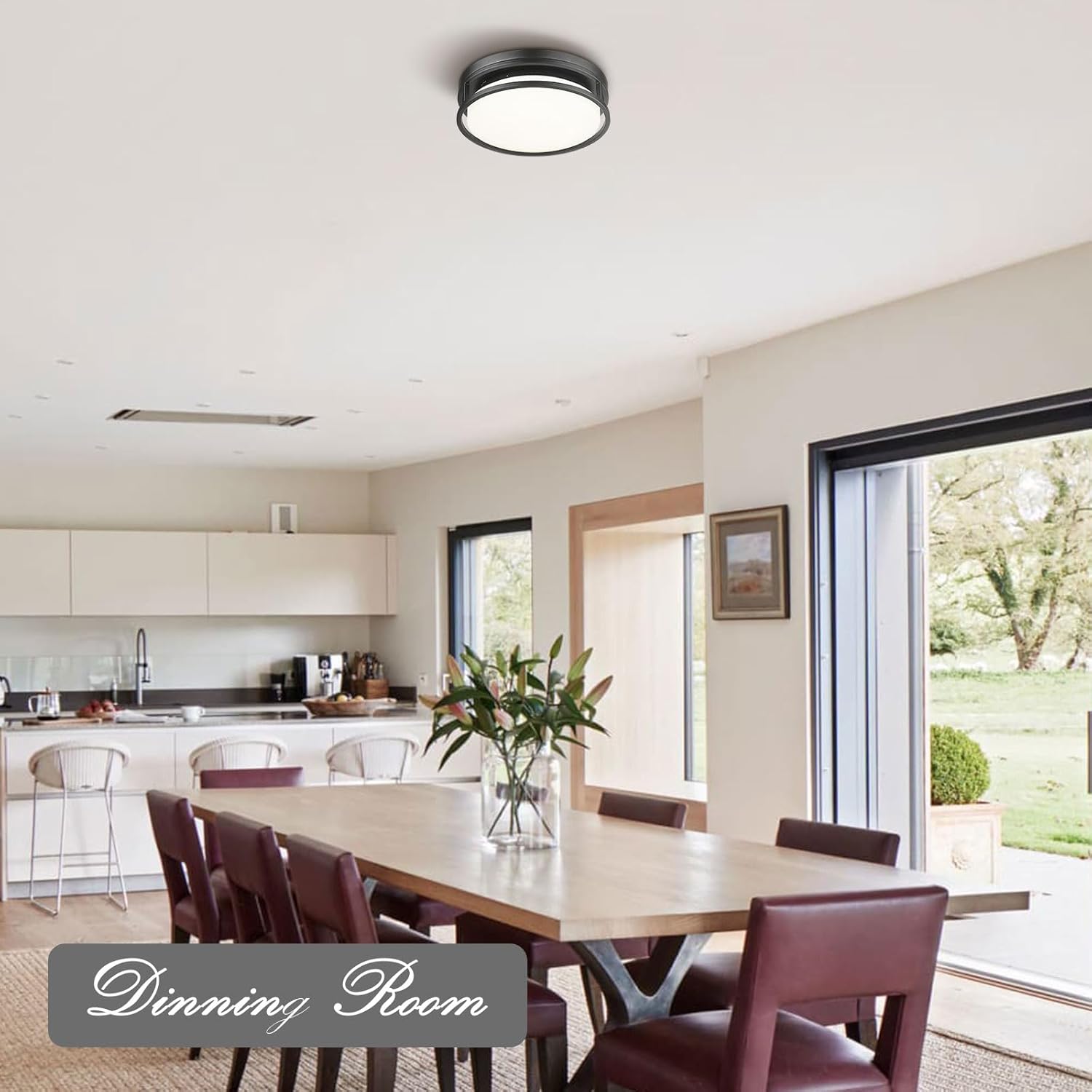 Darkaway LED Flush Mount Ceiling Light, 12inch Modern Dimmable Ceiling Lamp 3000K-6500K Dimmable Black Ceiling Light Fixture for Bedroom Kitchen Hallway Entryway