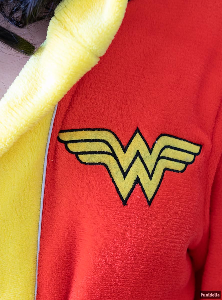 Funidelia | Bata de Wonder Woman para mujer Superhéroes, DC Comics - Accesorios & merchandising - Regalos originales para Navidad, cumpleaños y otras celebraciones - Talla S-M - Rojo