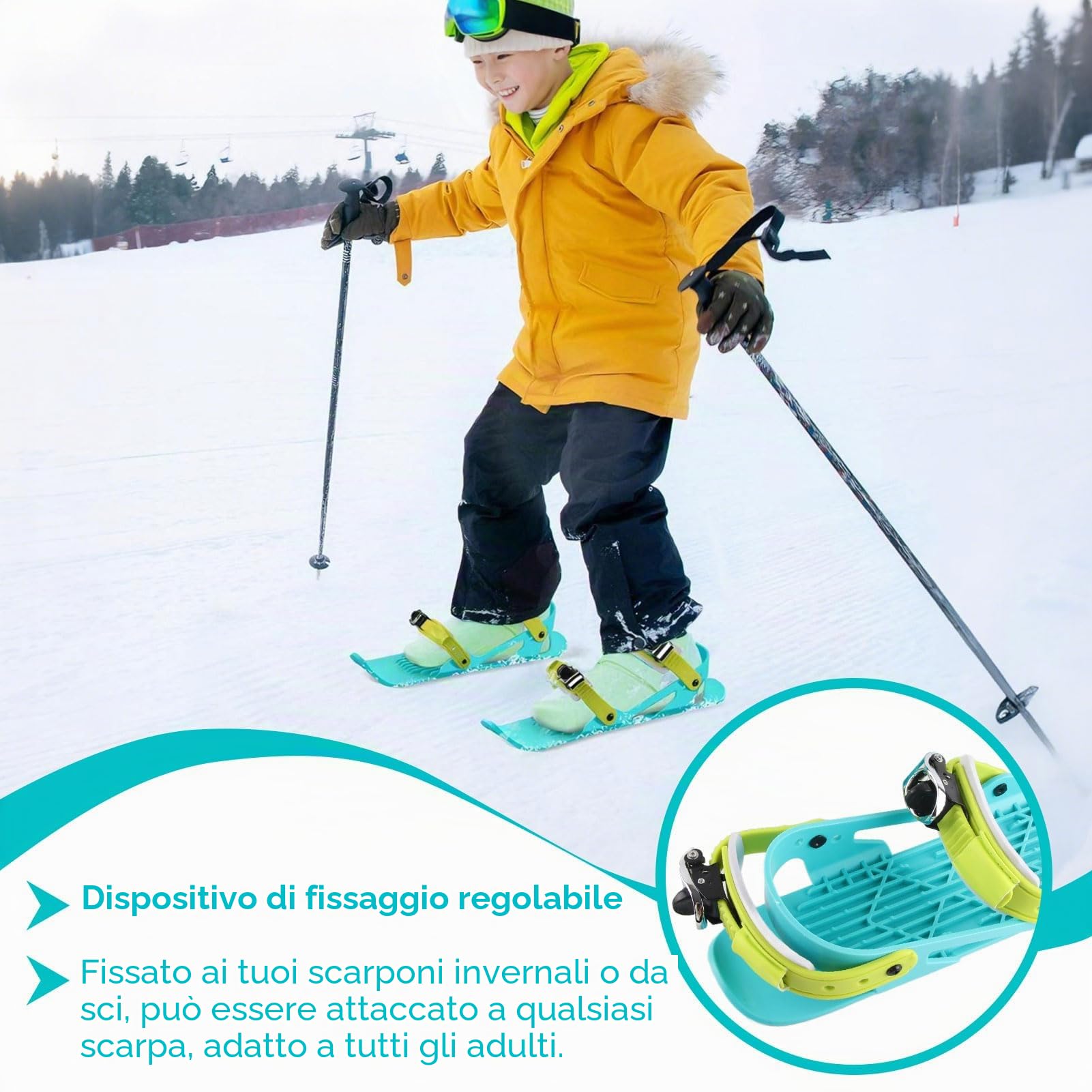 Mini Pattini Da Sci, 15,16x4,65in Mini Scarponi Da Sci Tavole Da Sci Regolabili Attaccabili Agli Scarponi Da Sci Pattini Da Neve Snowblade Tavole Da Sci per Piste Da Discesa Sport Invernali(Colorato)