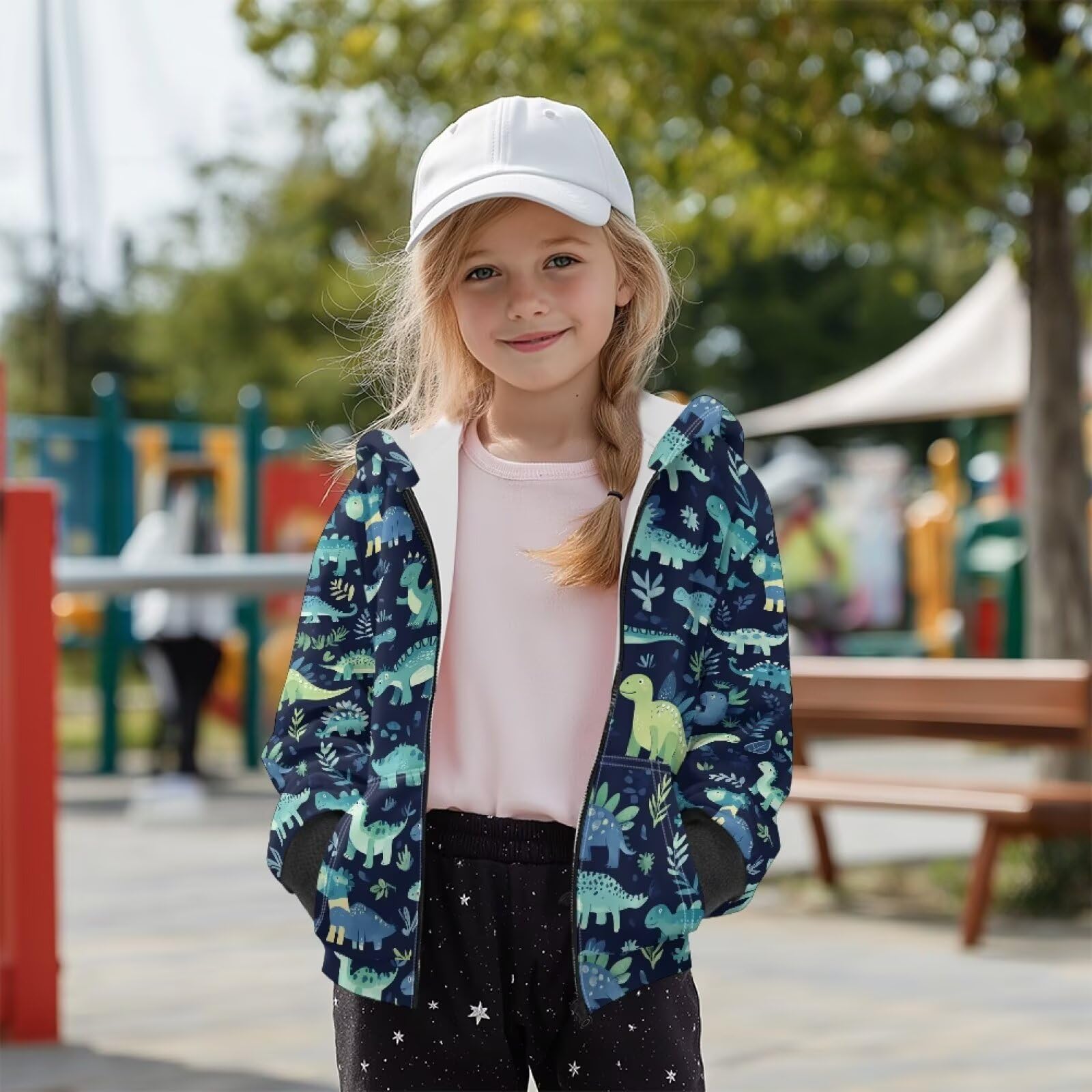 Kinder Kapuzenpullover mit durchgehendem Reißverschluss für Mädchen und Jungen, Größe 6–16