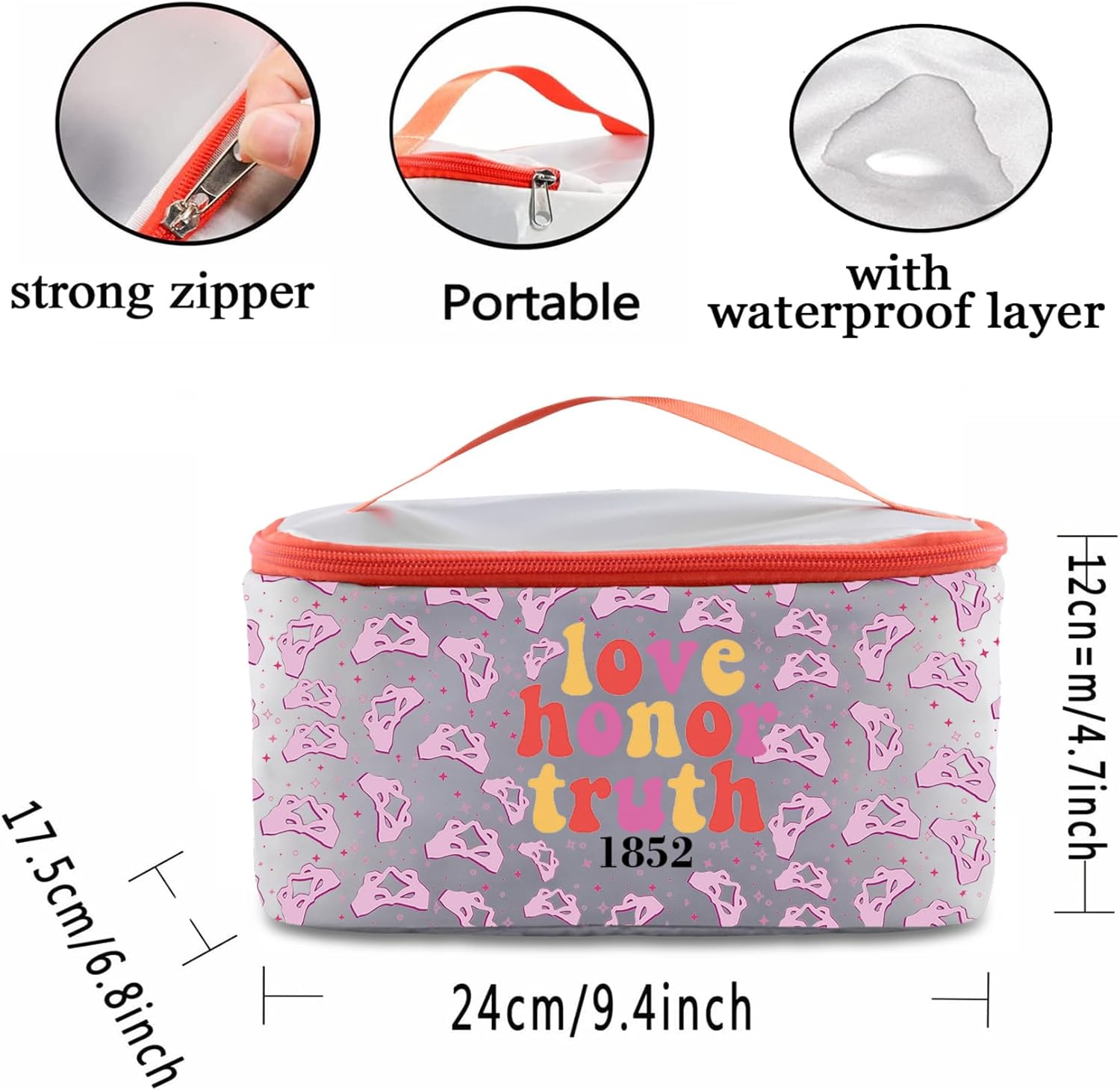 PXTIDY P M Sorority Cosmetic Case Big Little Sorority Gifts P M 1852 Sorority Makeup Organizer Bag Sorority Senior Gift - Image 2