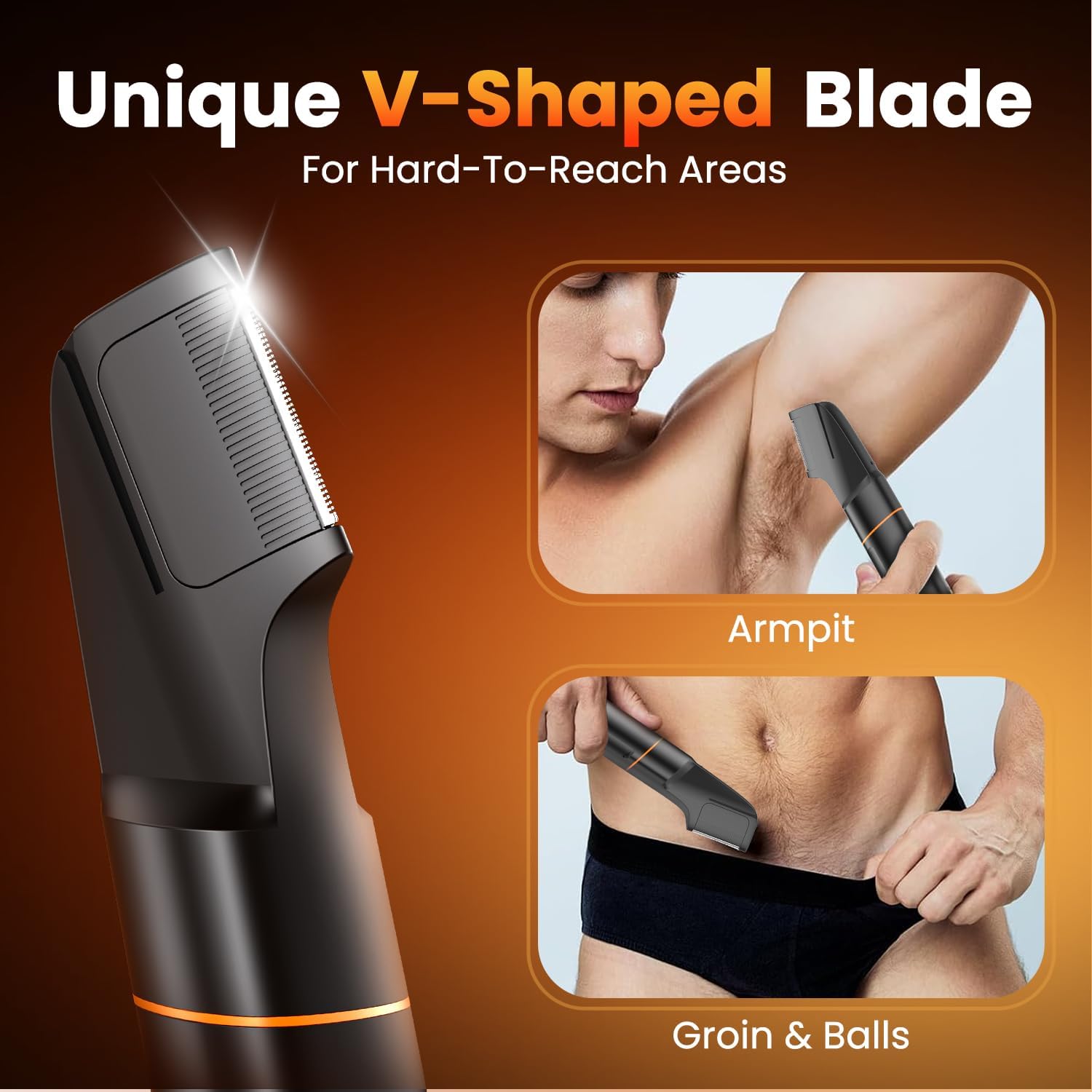 MAXGROOM Manscape Body Hair Trimmer for Men, Waterproof Pubic, Groin & Ball Shaver, No-Nick Mens Electric Grooming Kit with LED Display, USB Rechargeable, Adjustable Guide Comb